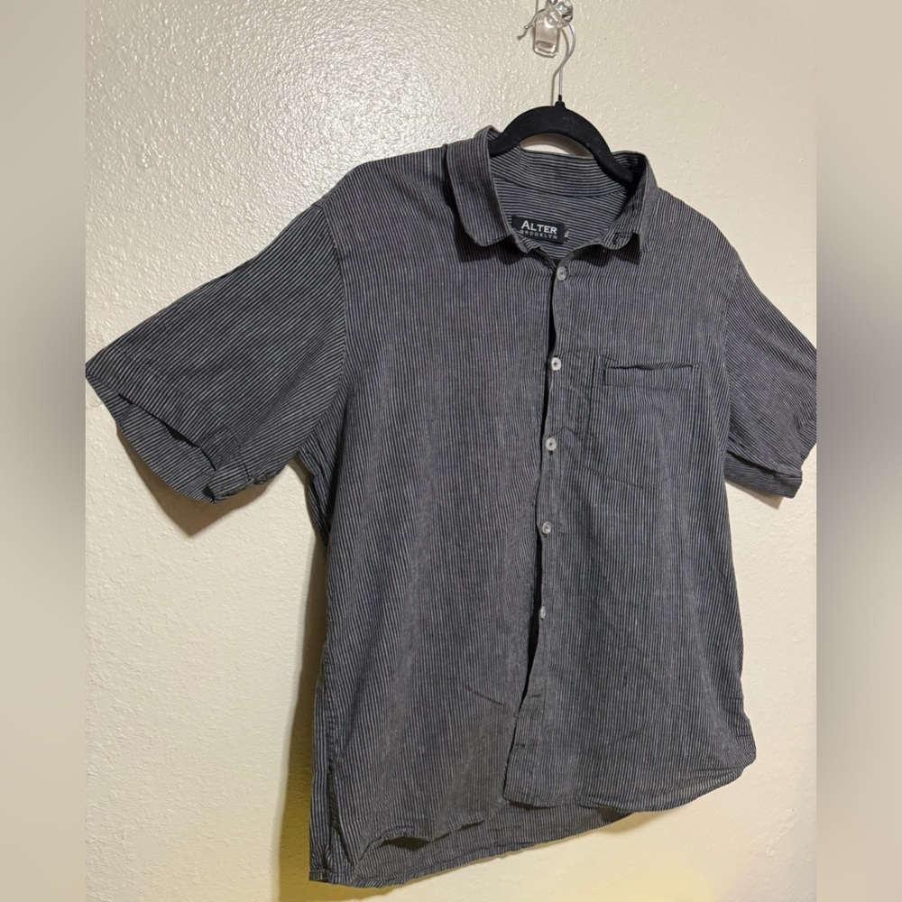 Alter Brooklyn Striped Button Down Shirt | Short Sleeve Black White | Size XL - Picture 4 of 4